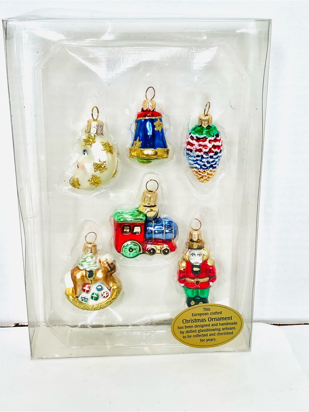 Vintage European Handmade Blown Glass Mini Christmas Ornaments Set Poland